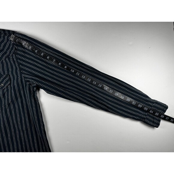 Cody James Western Shirt Mens Large Black White Stripe Sawtooth Pockets Snap - Picture 13 of 16